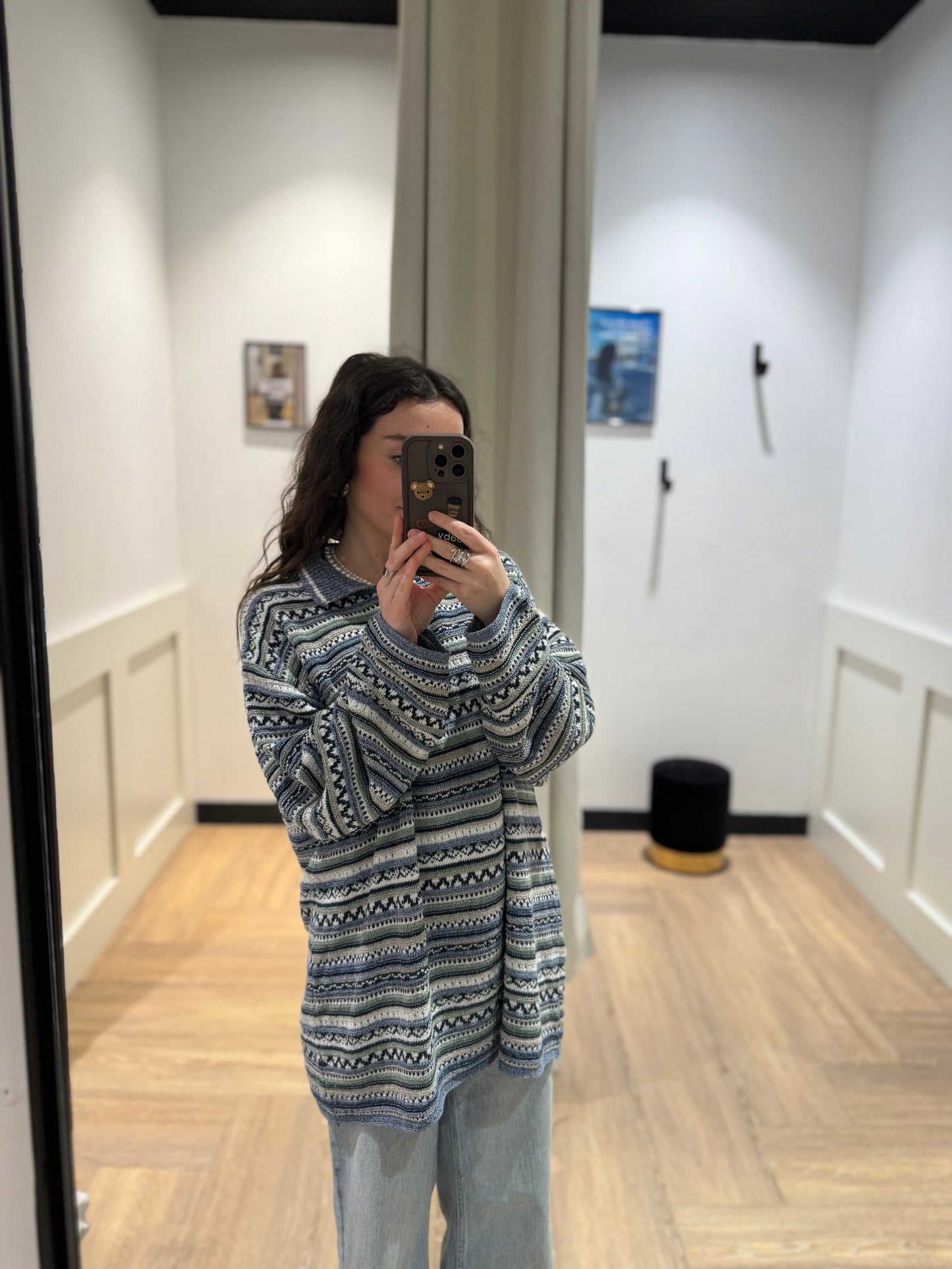 Pull vintage à rayures XL