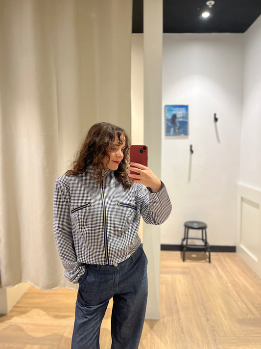 Veste courte à carreaux M
