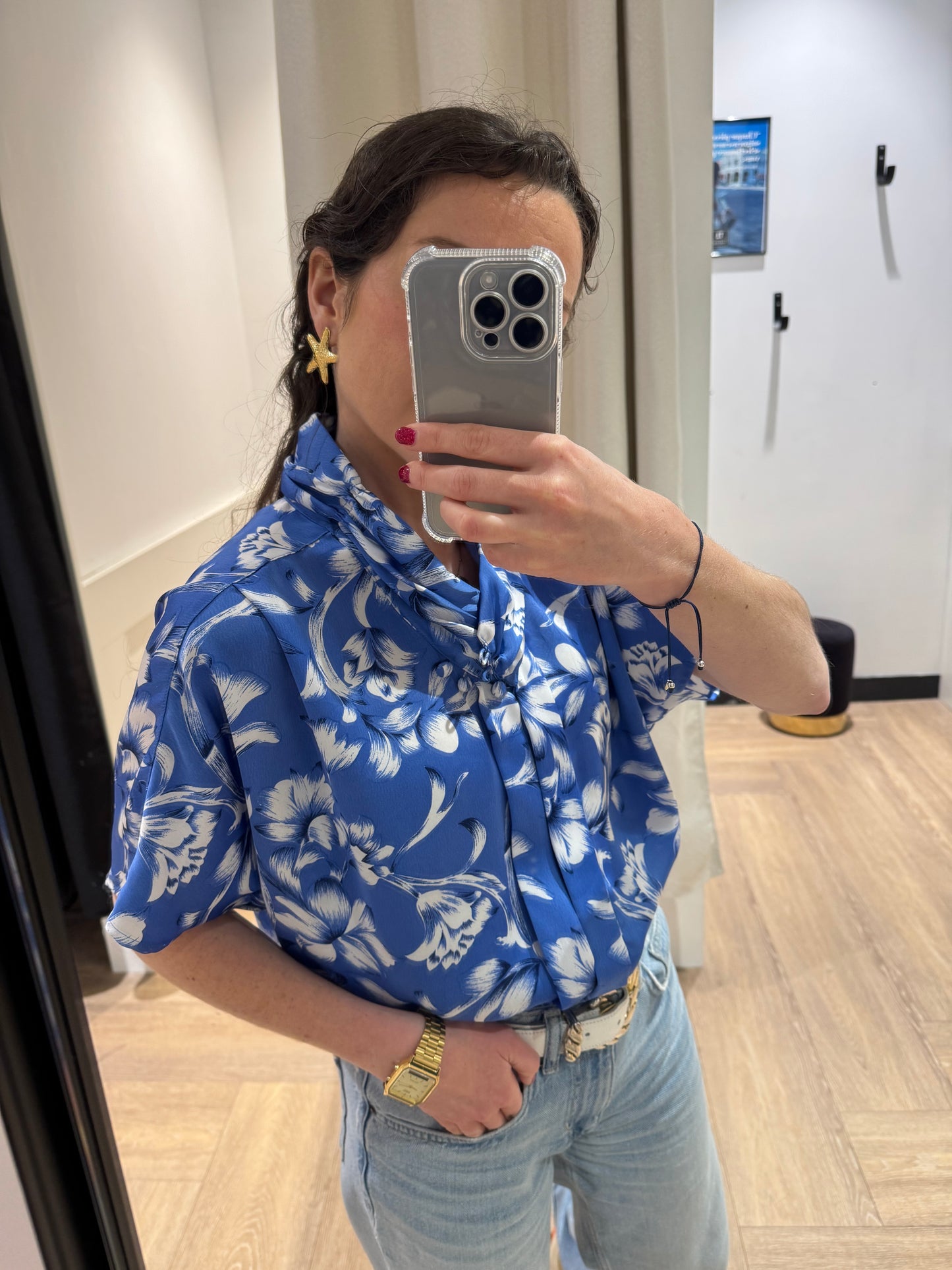 Blouse vintage à fleurs L
