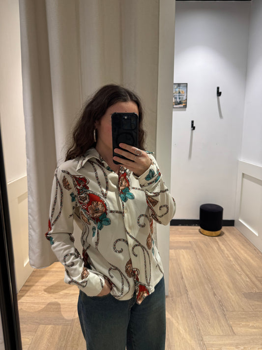 Blouse vintage à motifs S/M