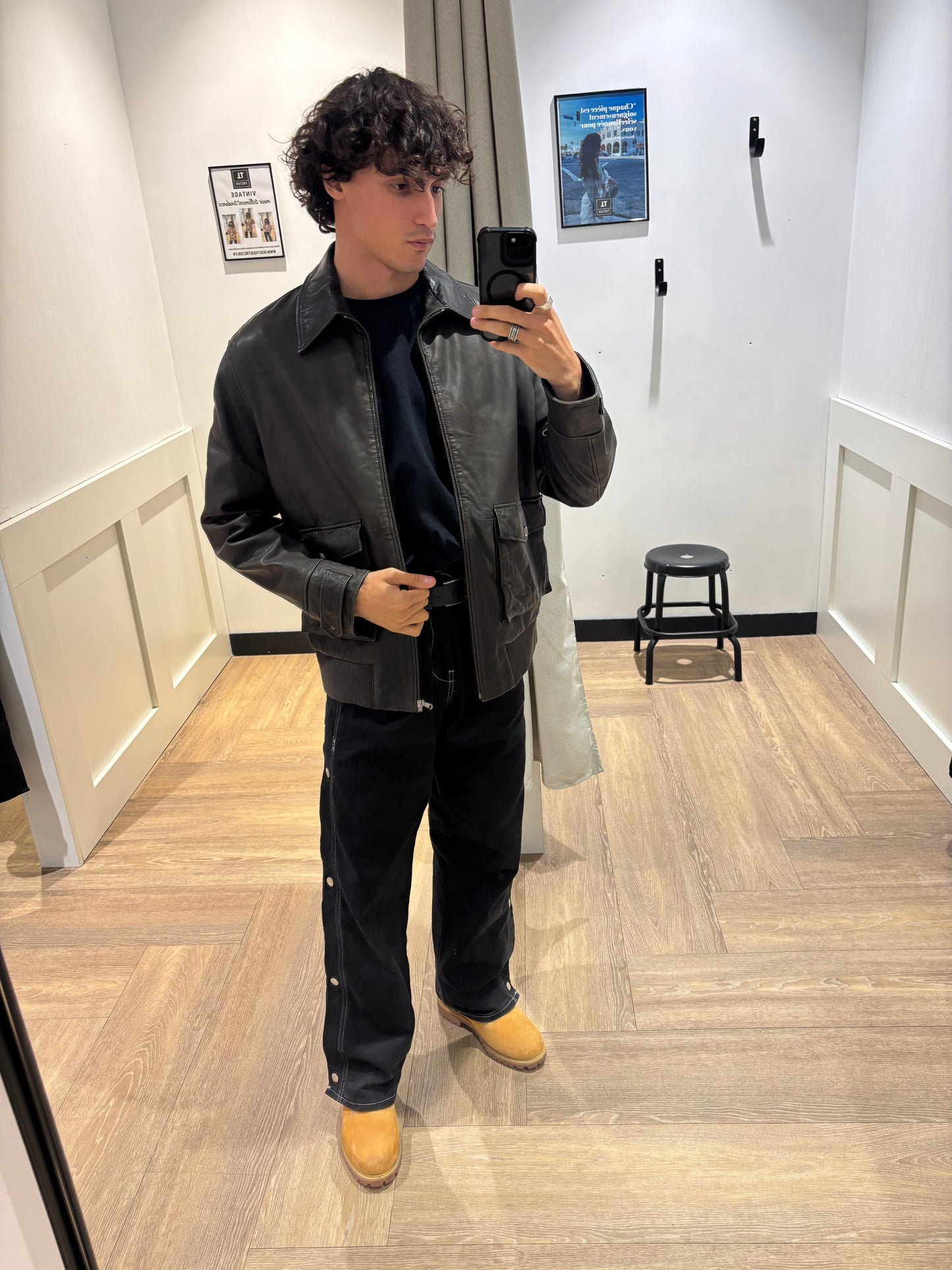 Veste en cuir marron M