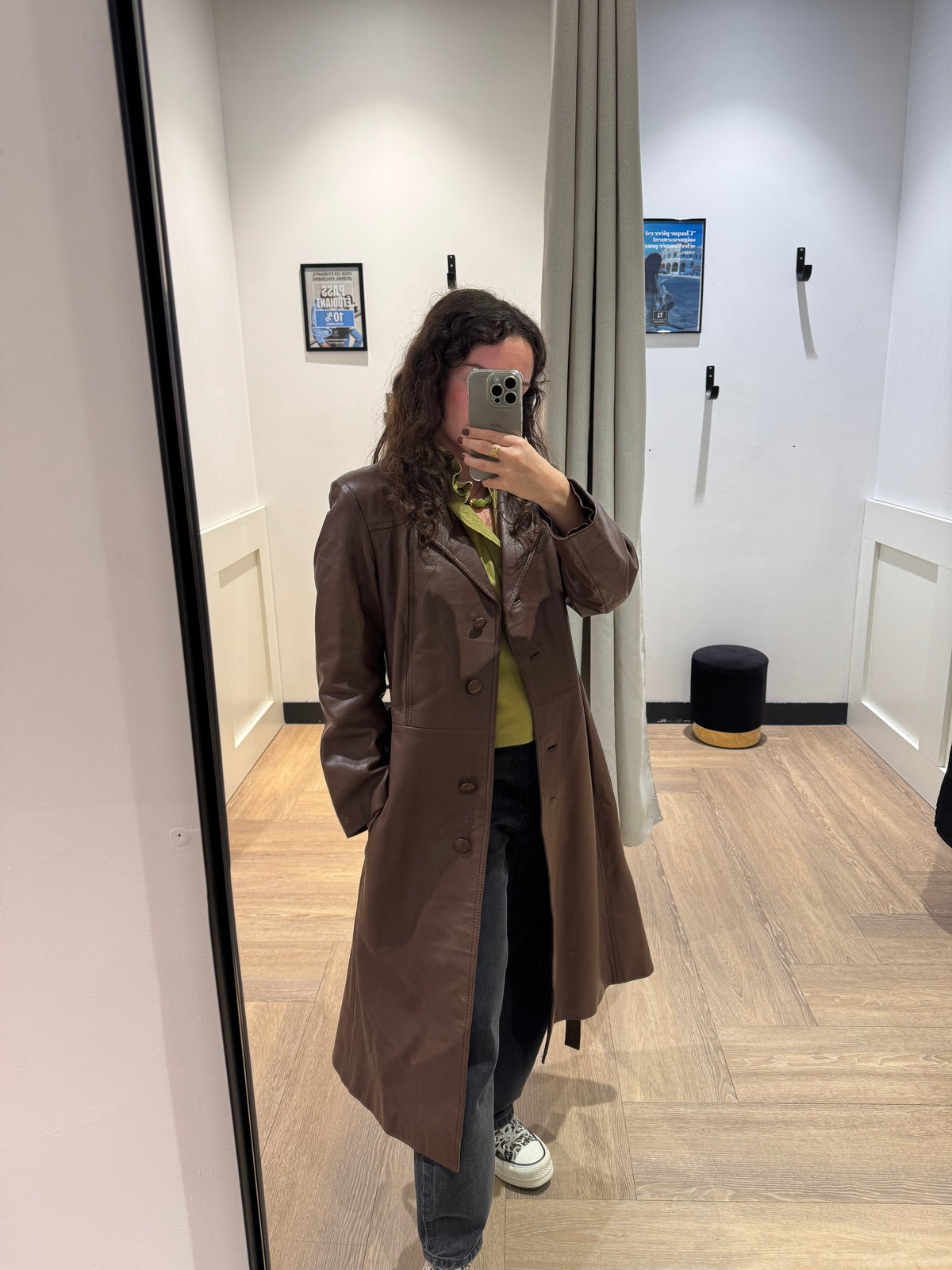 Trench vintage en cuir S