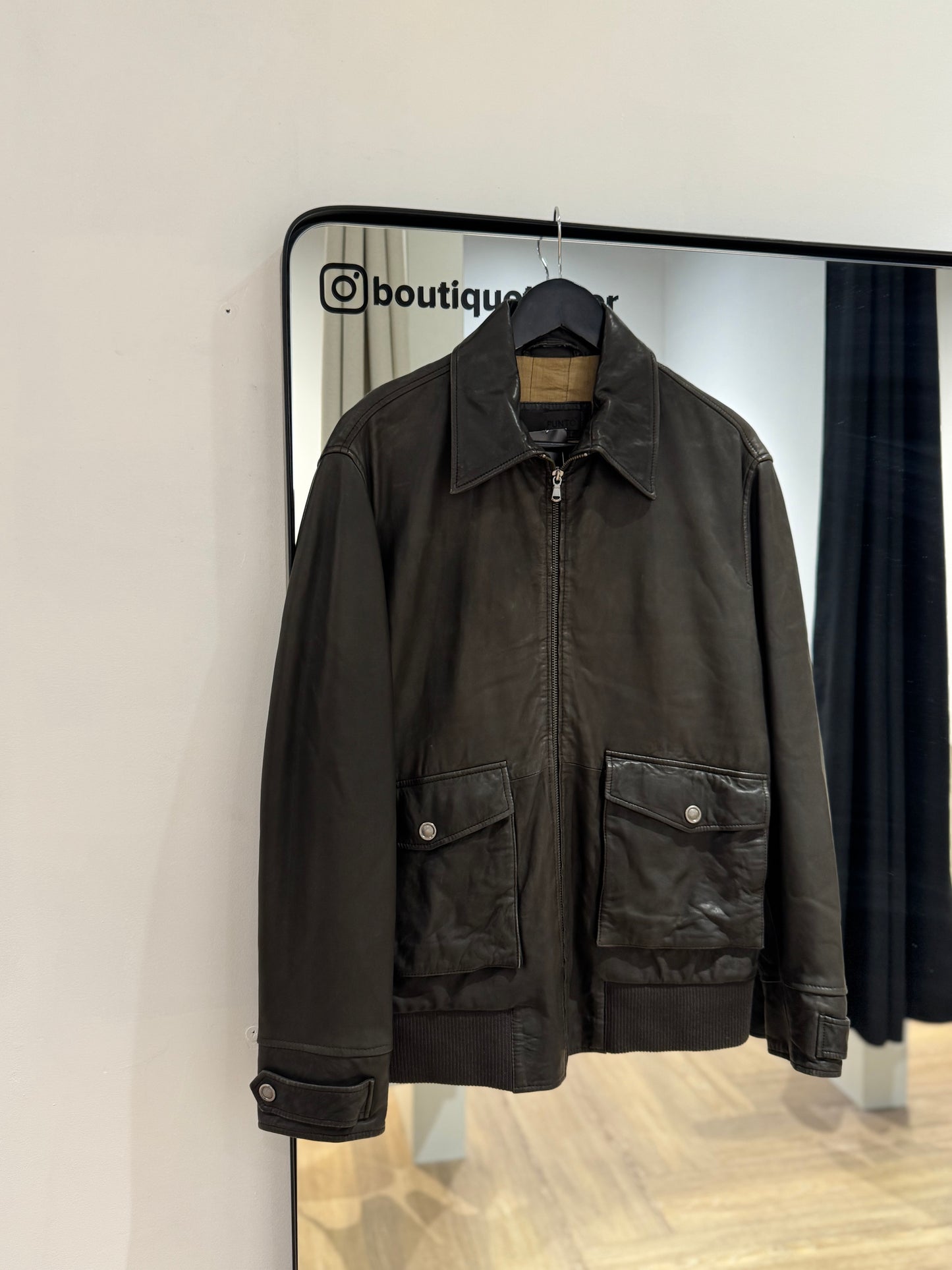 Veste en cuir marron M