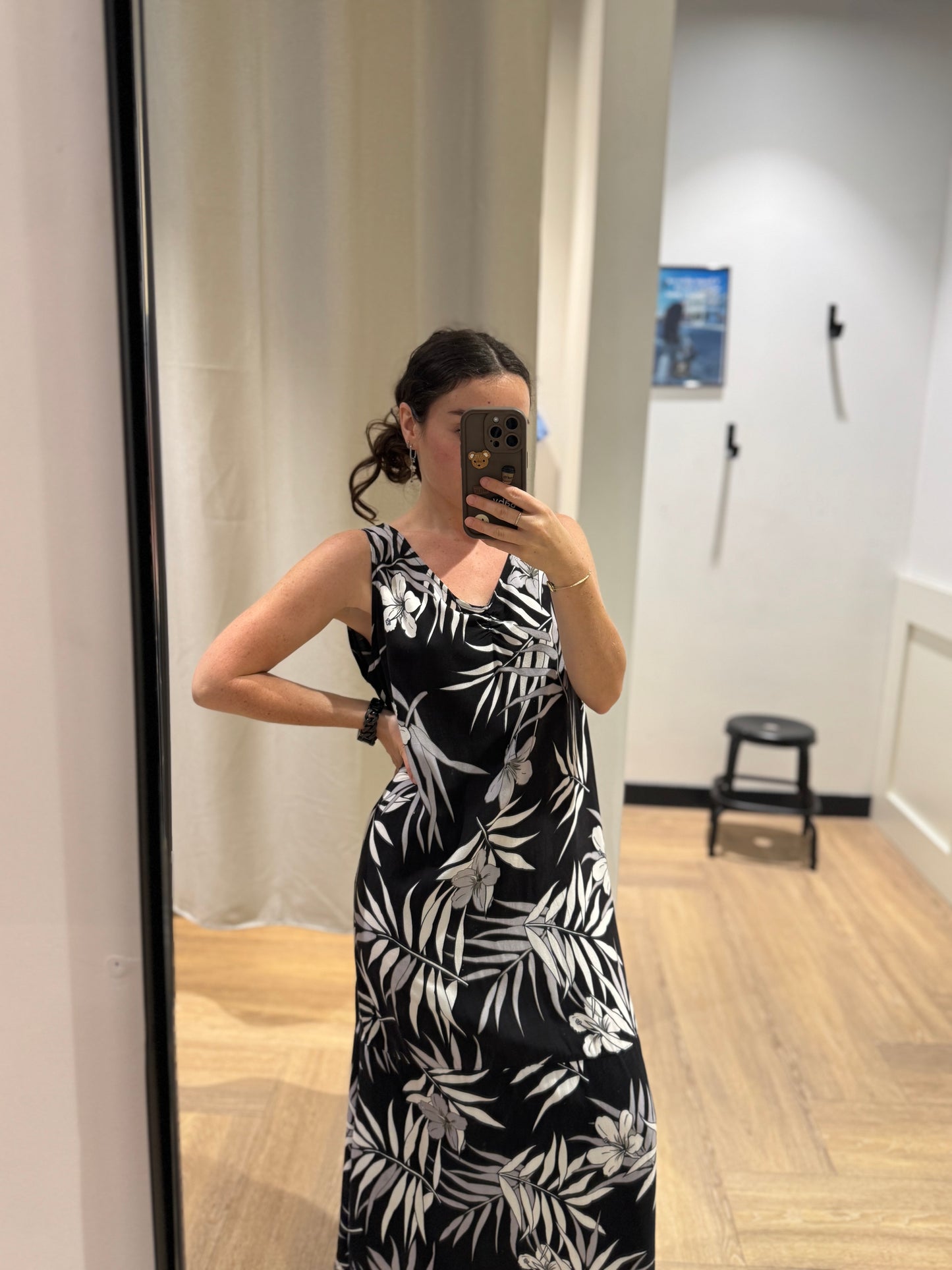 Robe longue à fleurs hawaïennes L