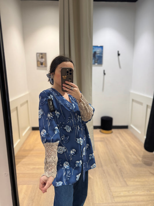 Blouse vintage à fleurs M/L