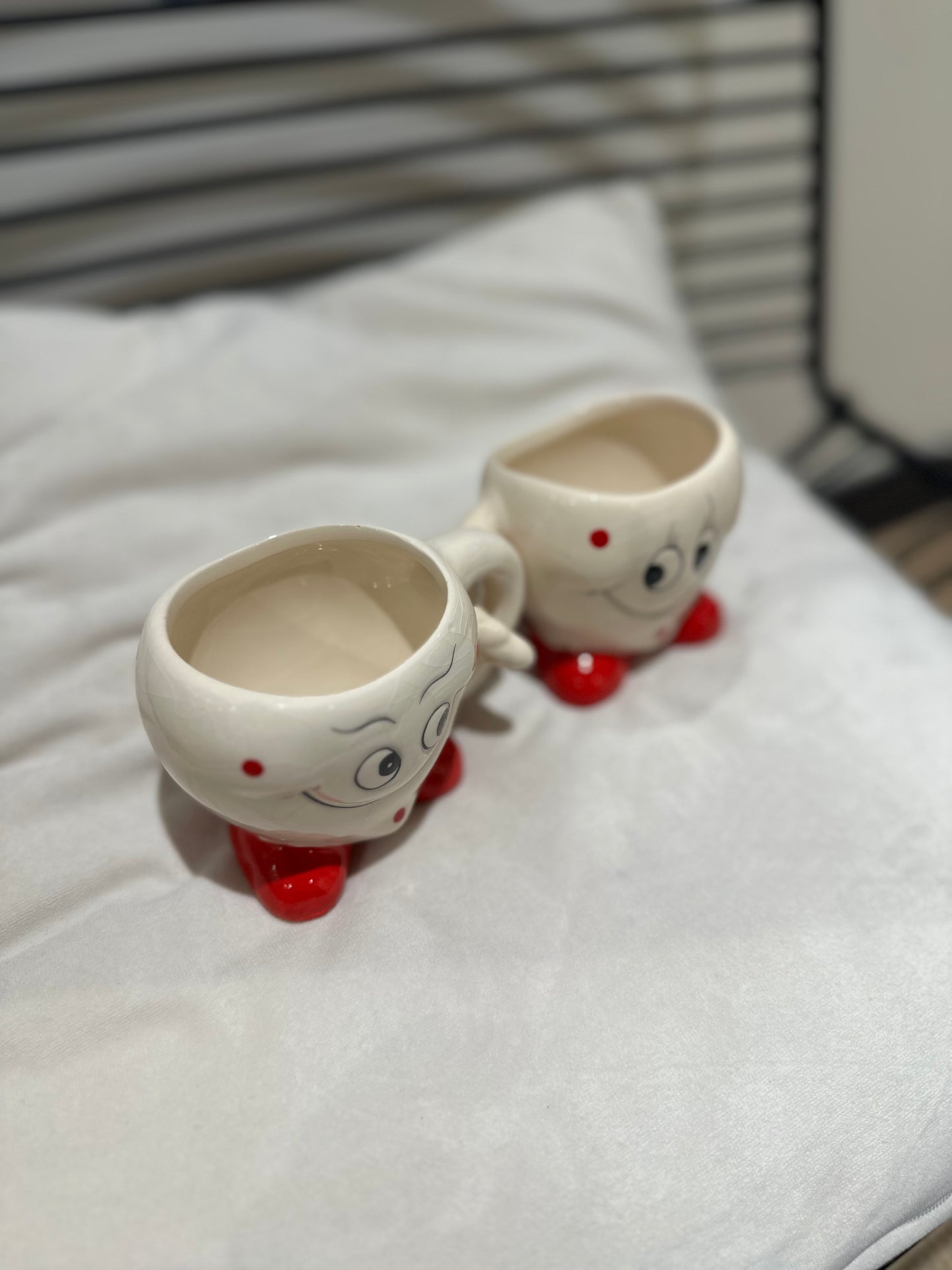 Lot de 2 tasses en céramique en forme de coeur vintage
