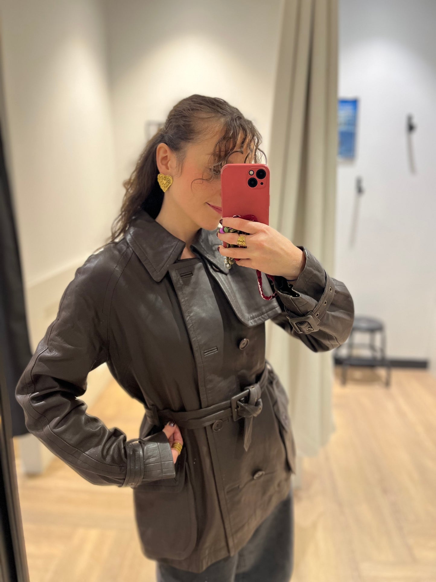 Trench court en cuir S