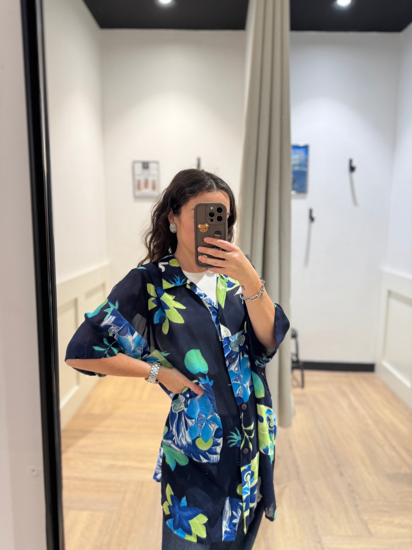 Blouse fluide vintage à fleurs XXL