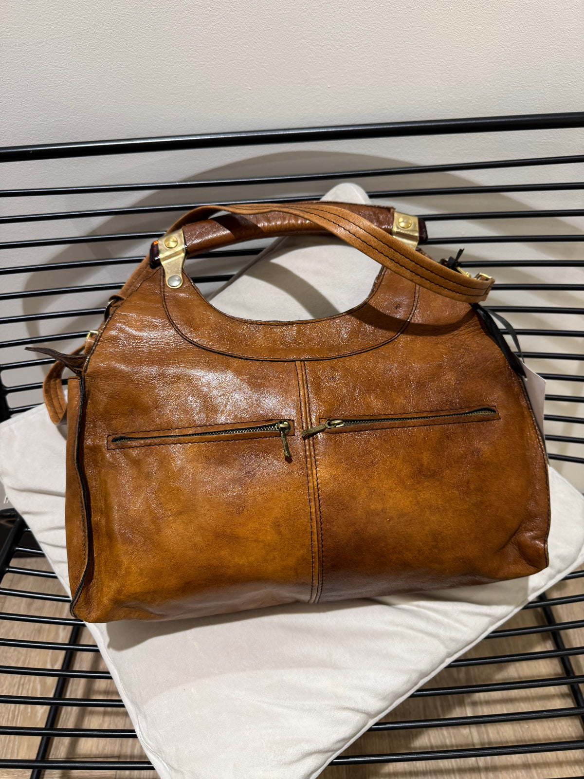 Sac à main vintage en cuir marron