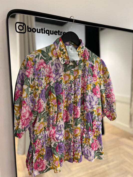 Blouse à fleurs multicolores XL