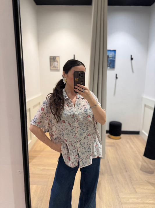 Blouse en soie à fleurs L