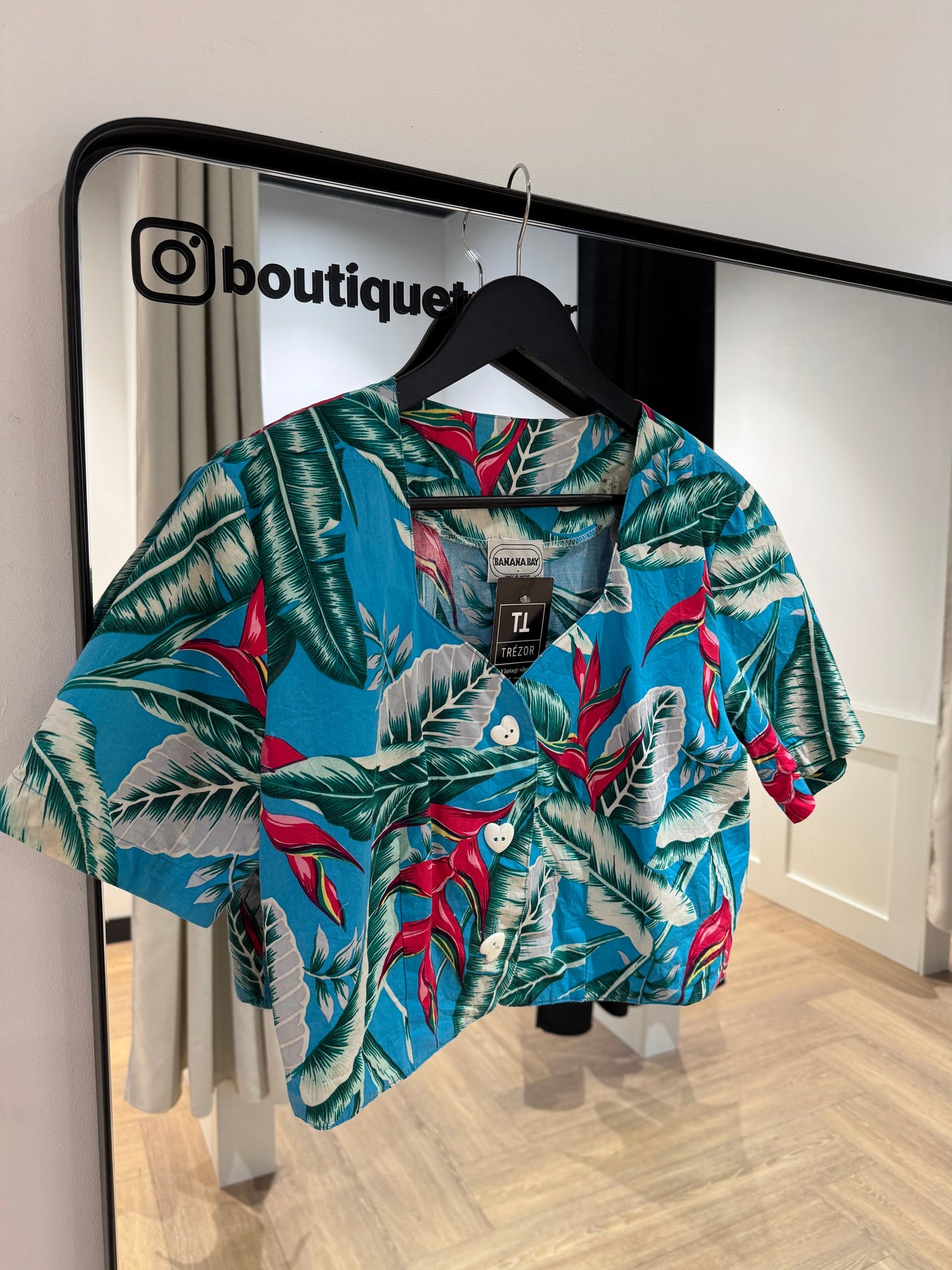 Crop top à fleurs hawaïennes S