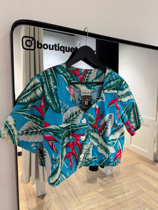 Crop top à fleurs hawaïennes S