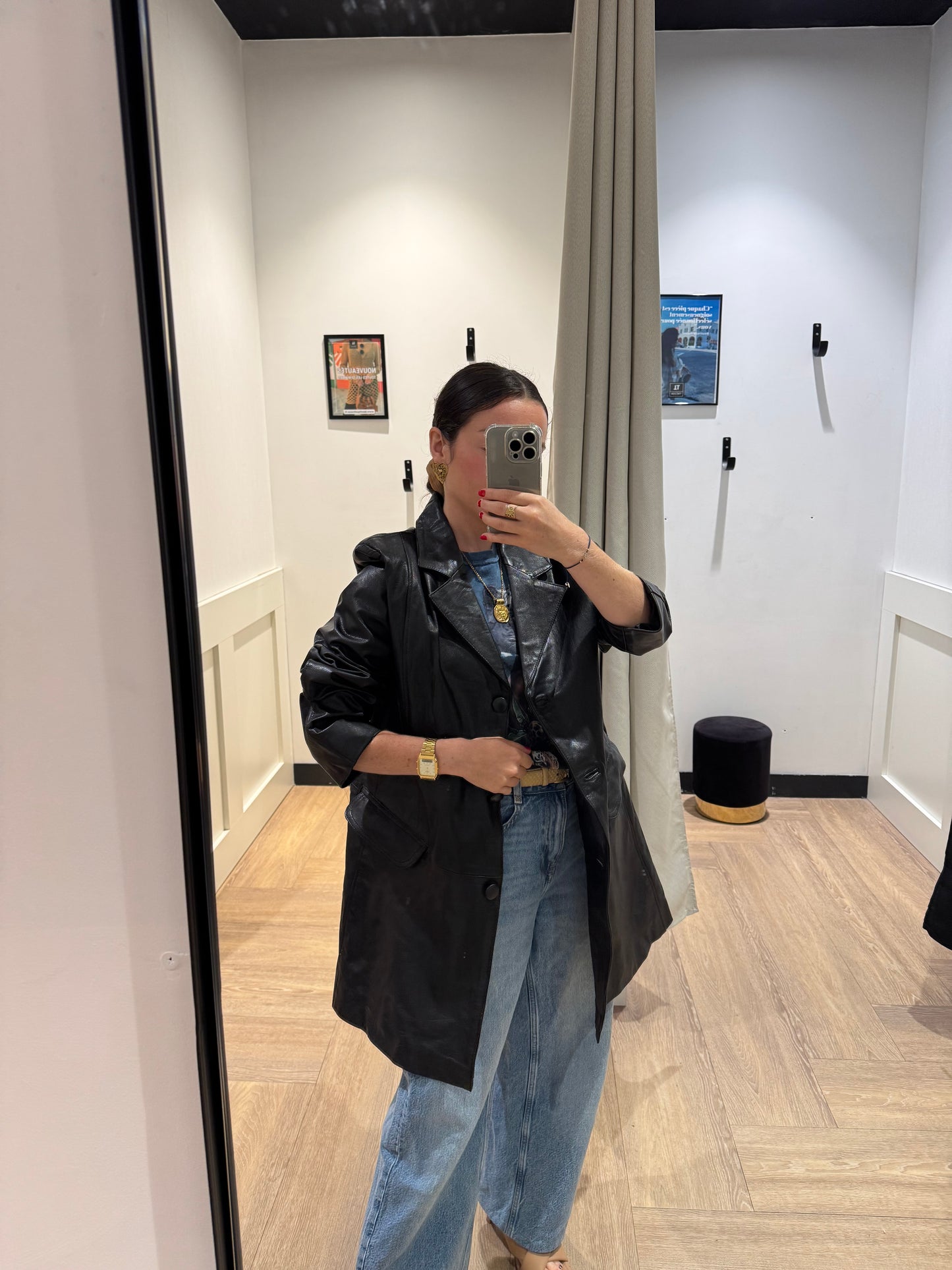 Veste en cuir vintage XL