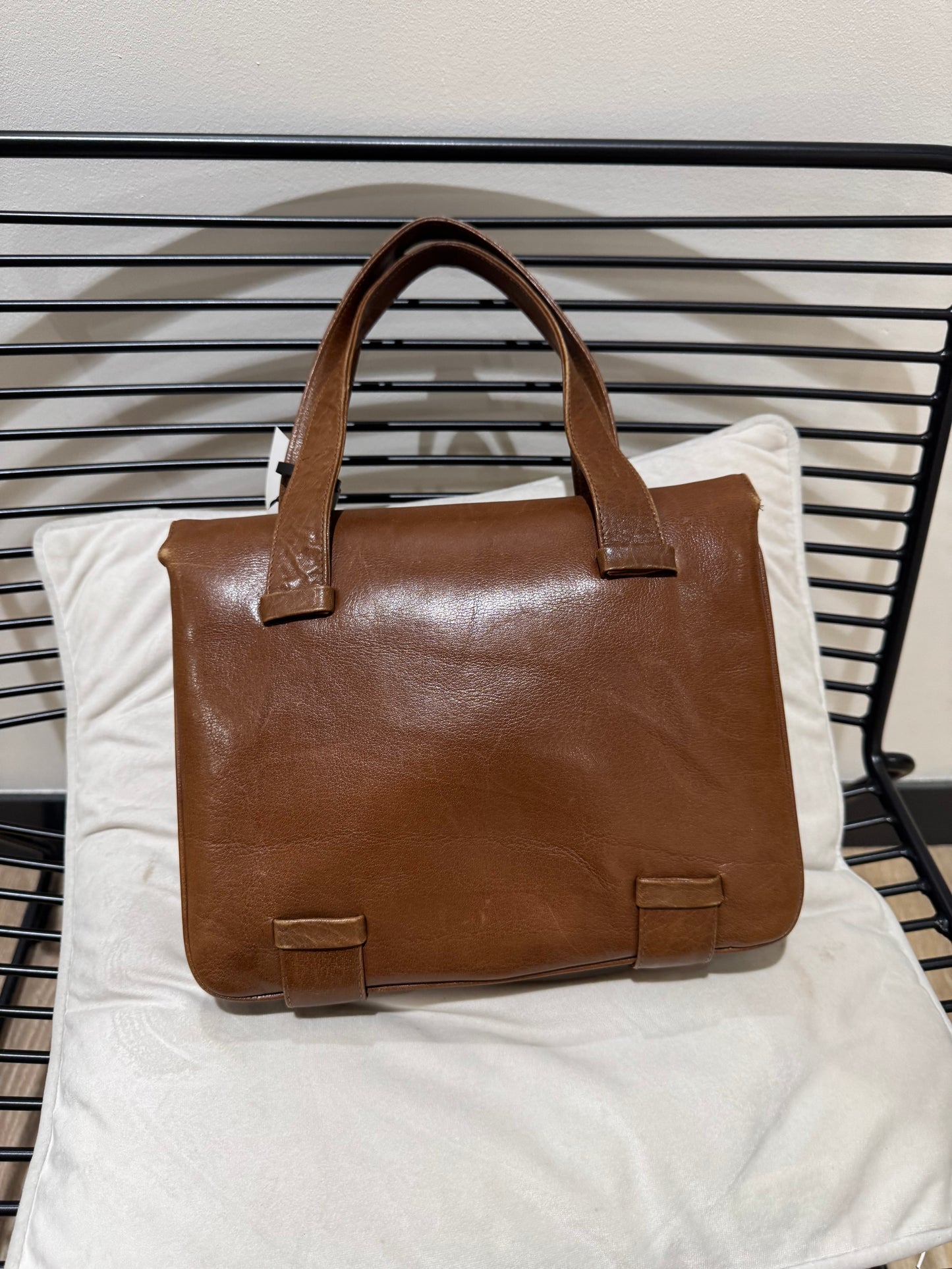 Sac à main vintage en cuir camel