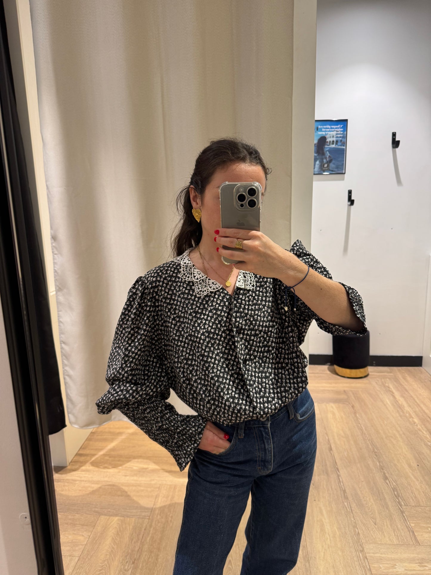 Blouse à fleurs vintage L/XL