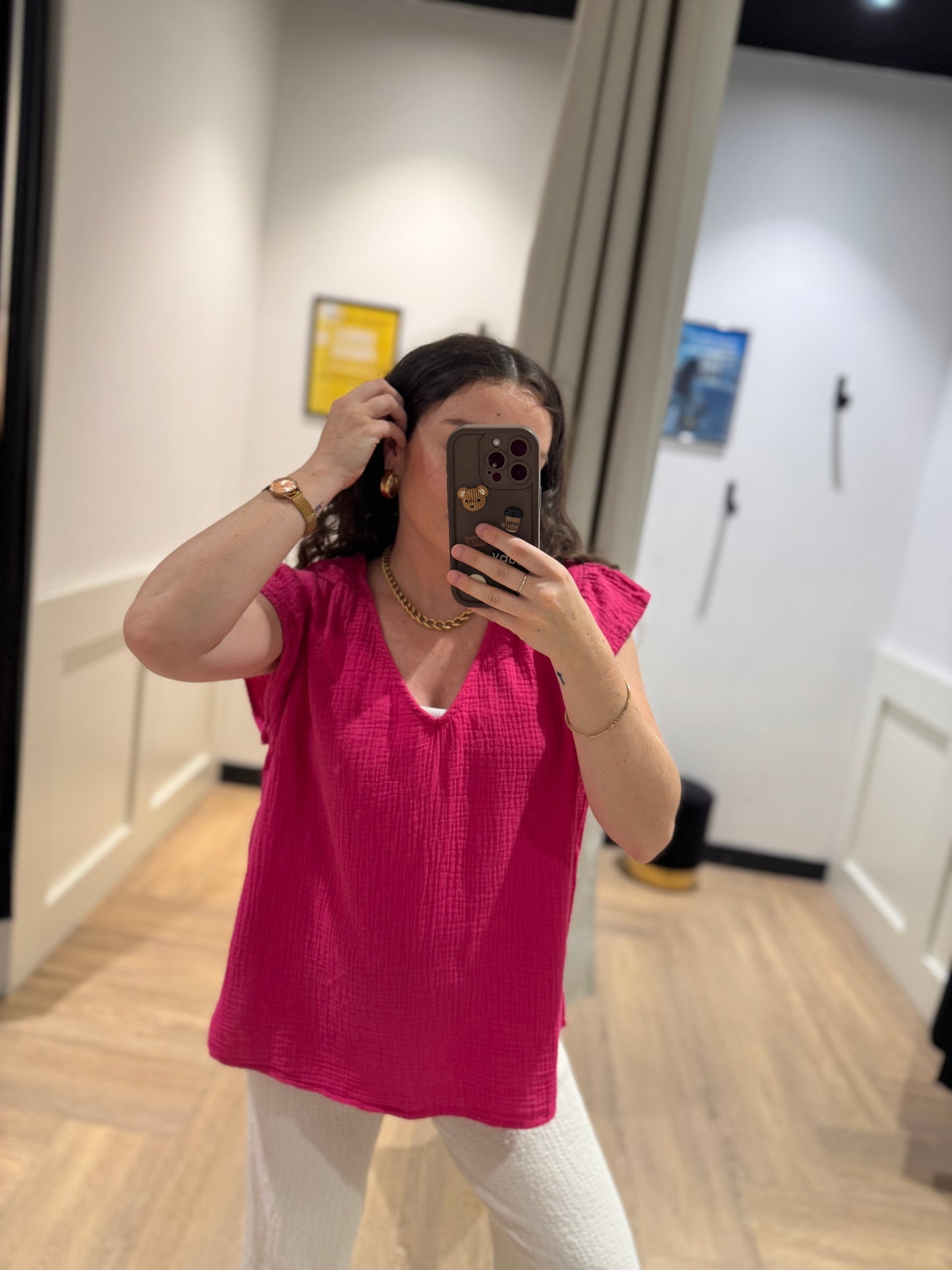 Blouse d’été rose L