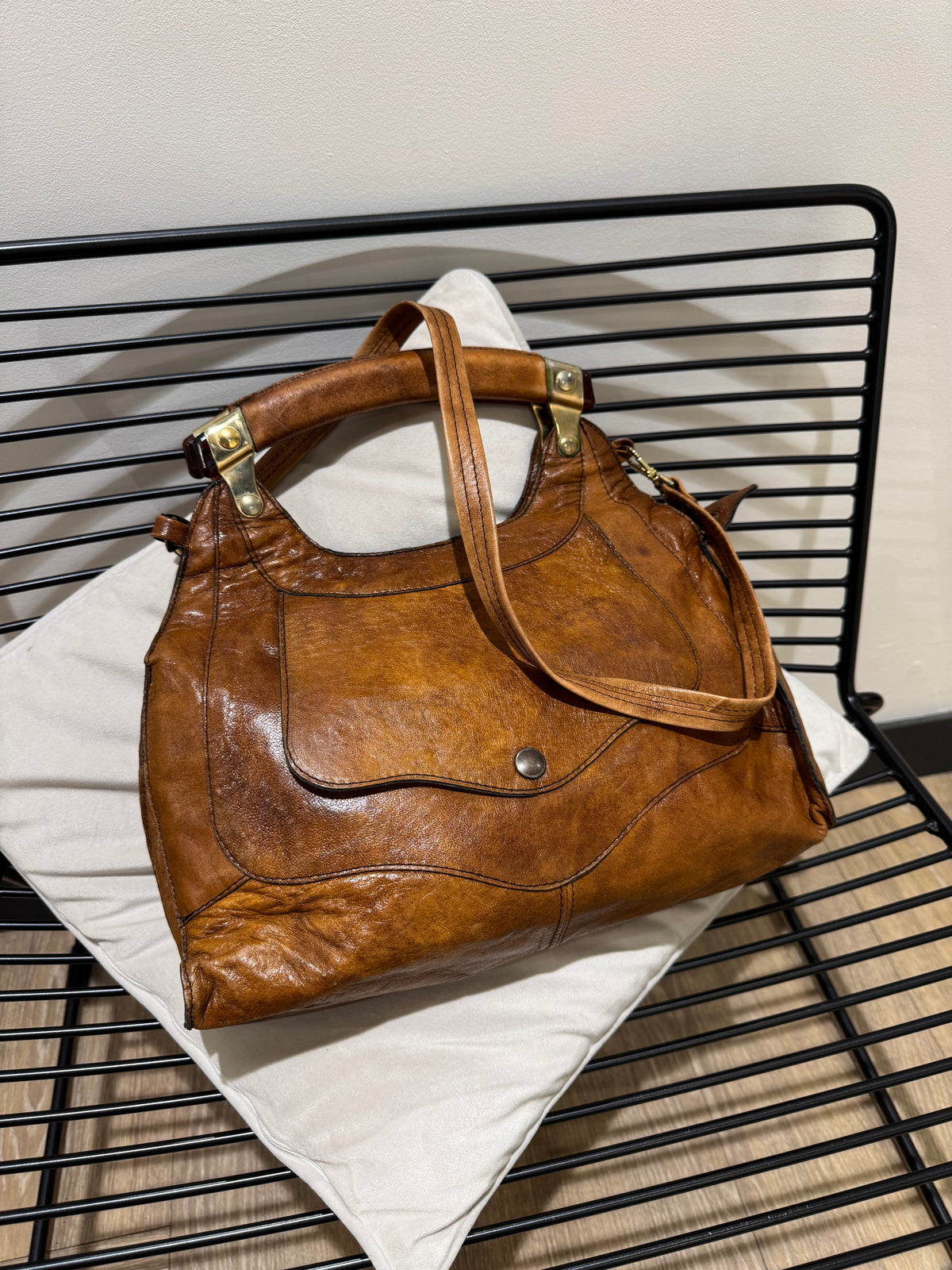 Sac à main vintage en cuir marron