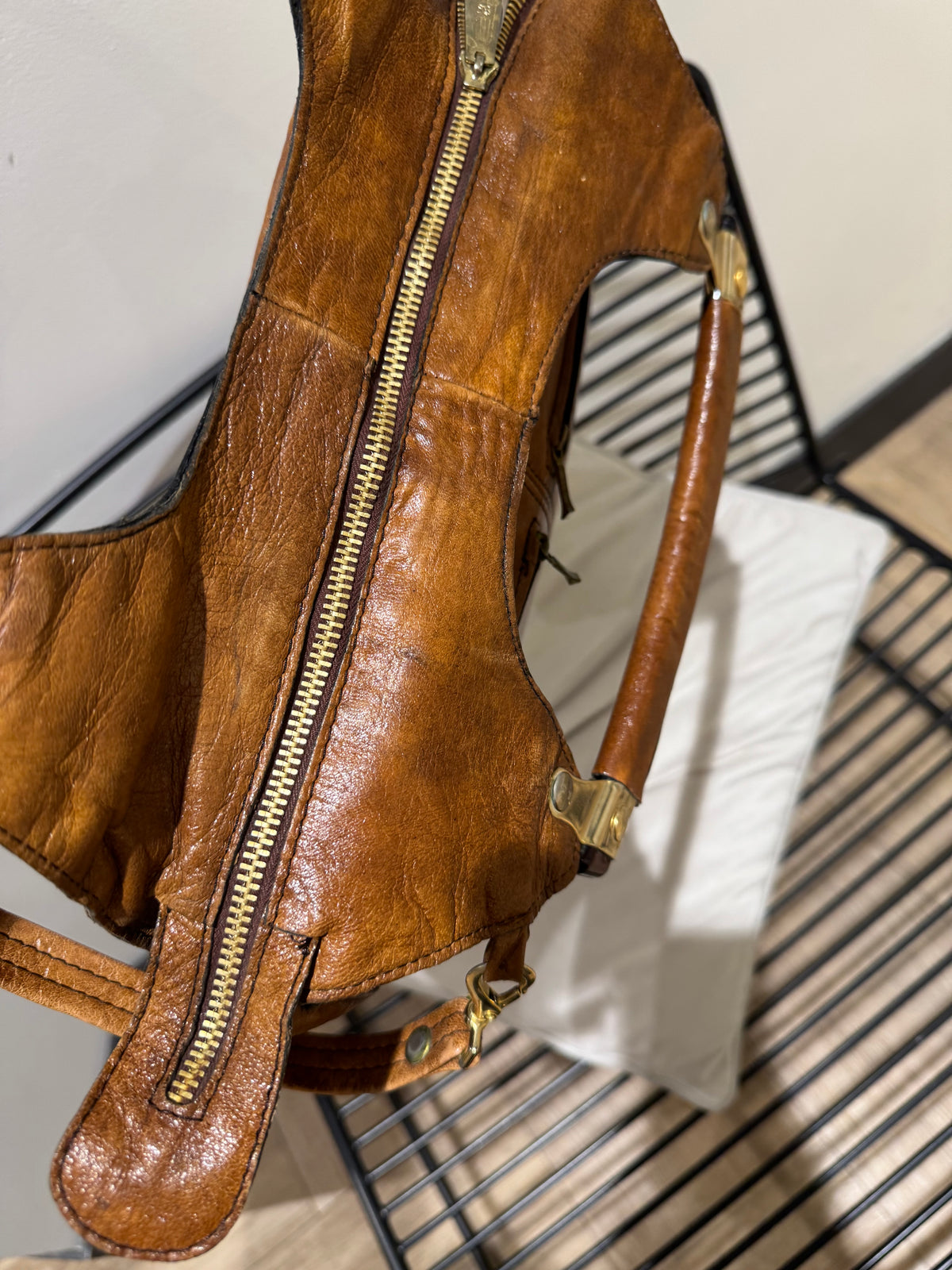 Sac à main vintage en cuir marron