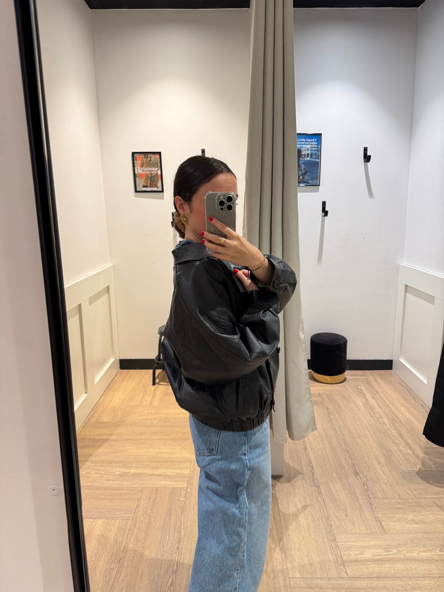 Veste bomber en cuir vintage M