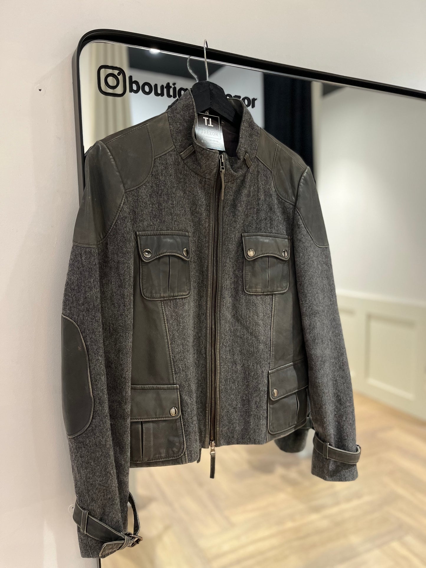 Veste en laine et cuir M