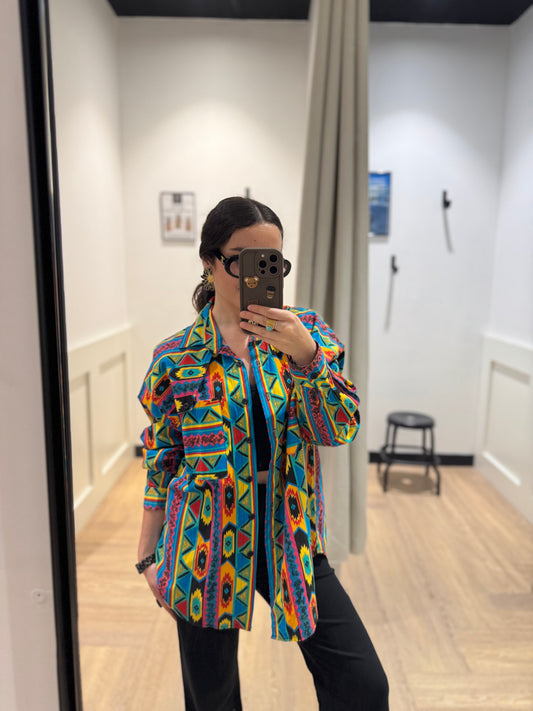 Chemise à motifs aztèques XL
