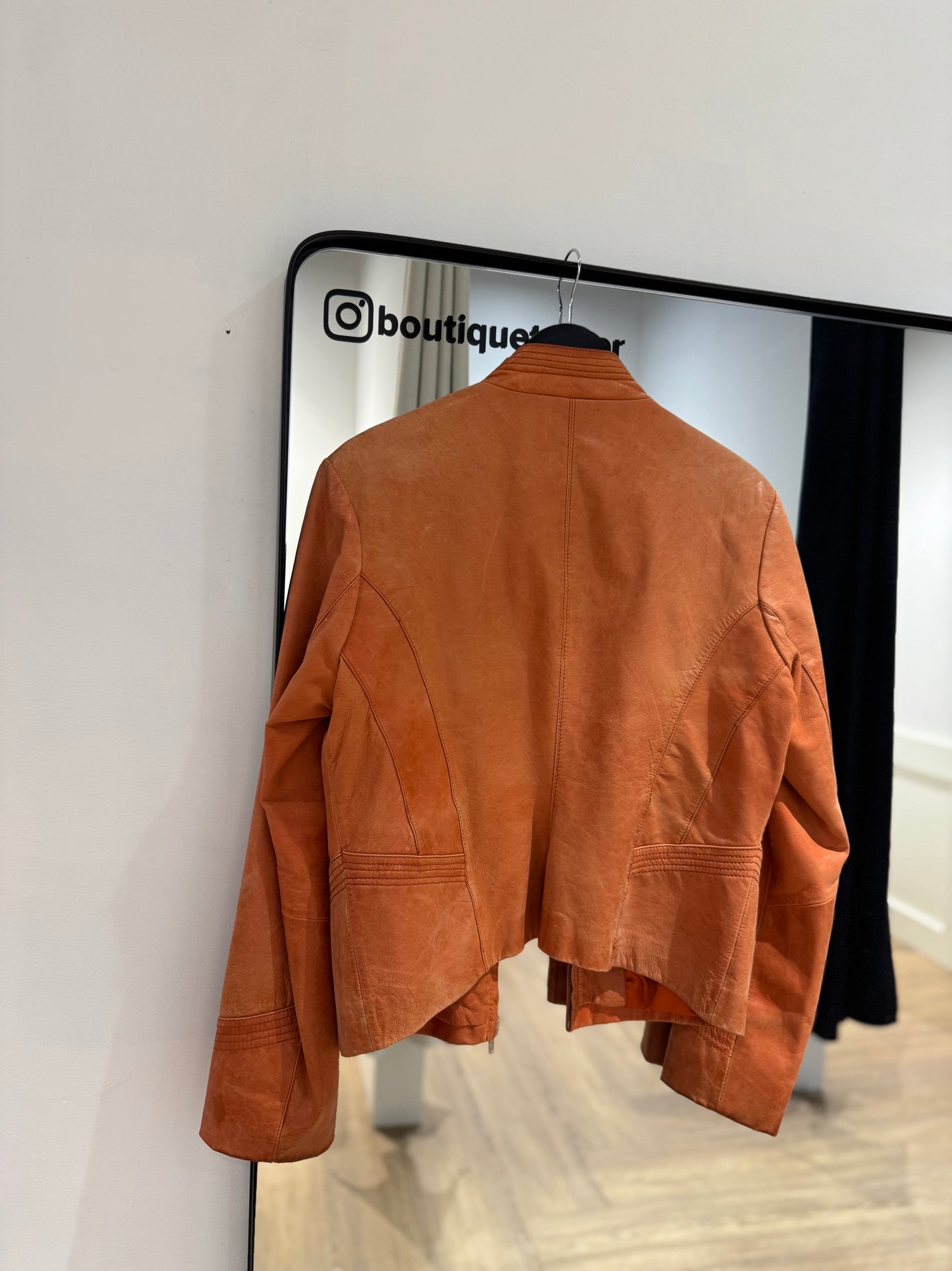 Veste en cuir orange XL