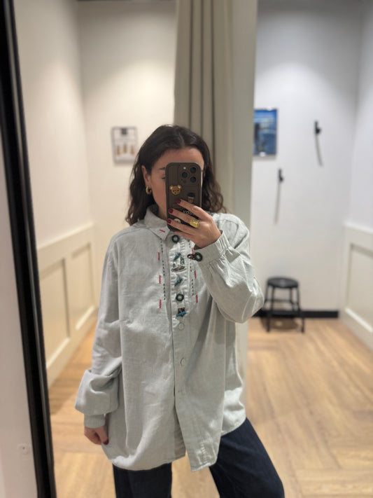 Chemise vintage à broderies XL