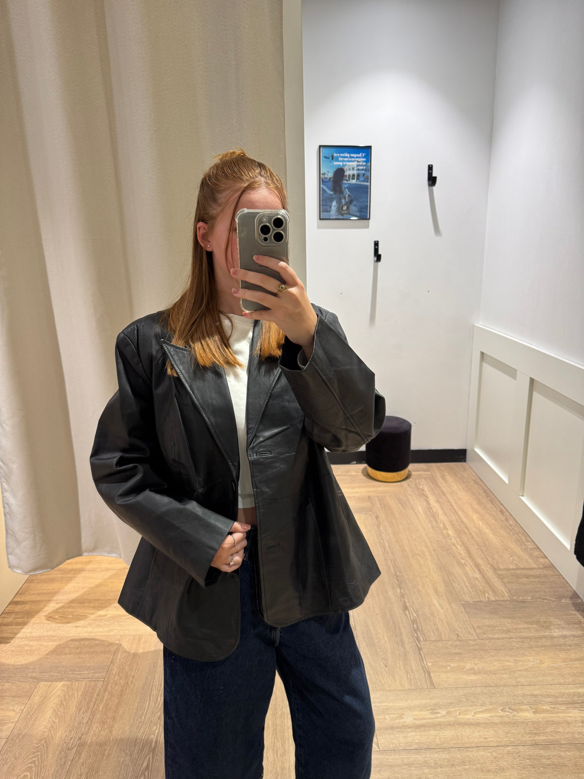 Veste en cuir vintage XL
