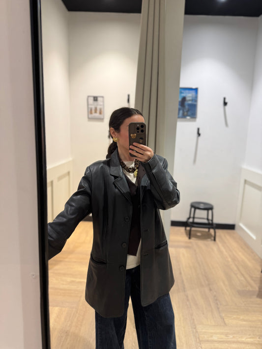 Blazer veste en cuir noir M/L