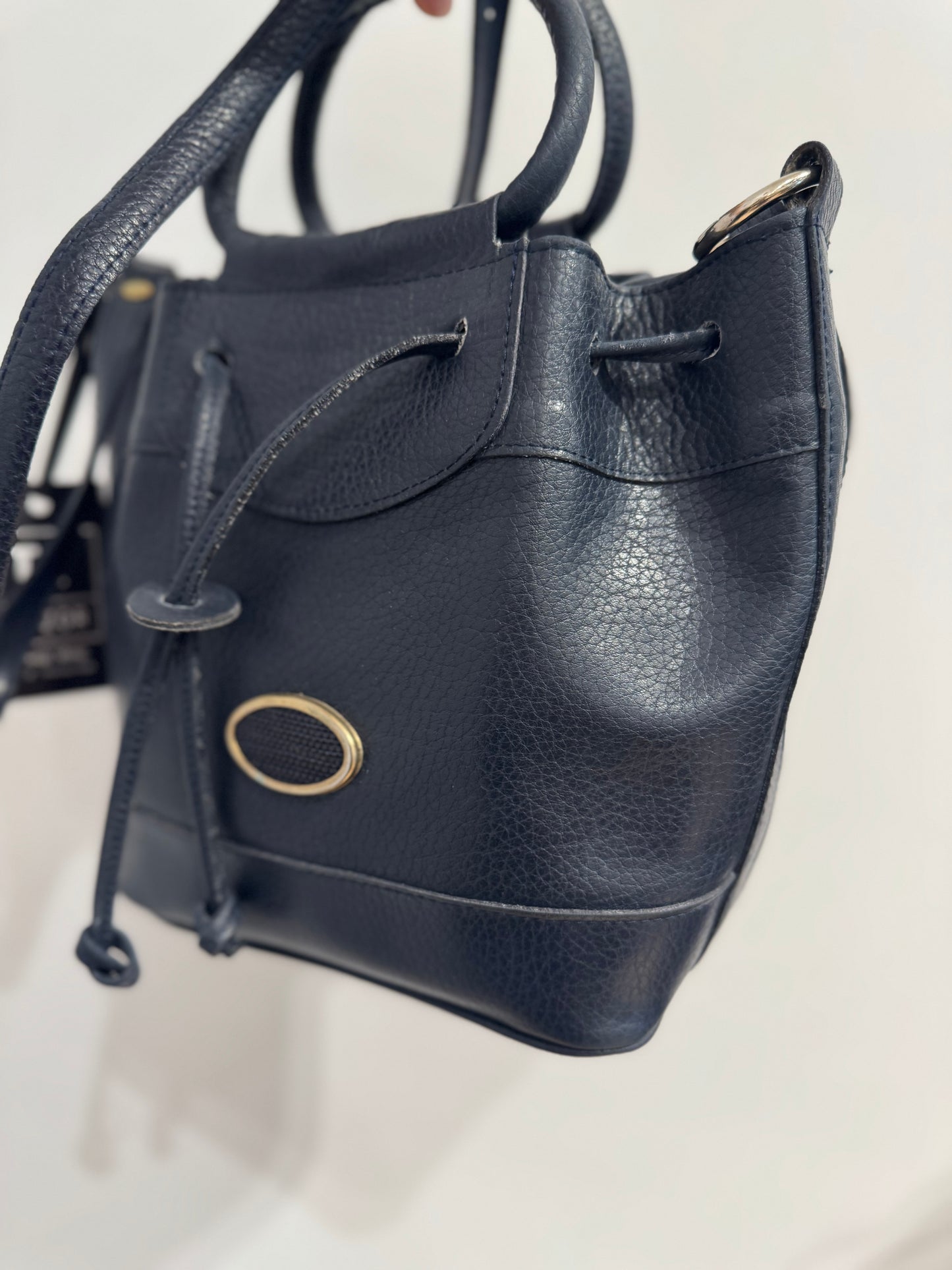 Sac en cuir vintage marine