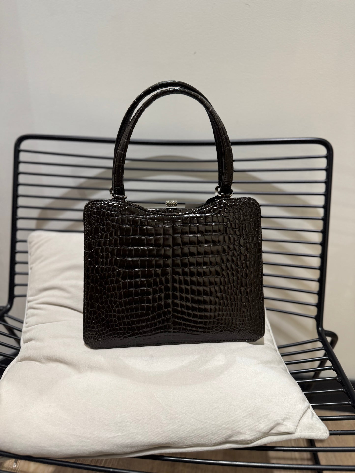 Sac à main vintage marron vernis