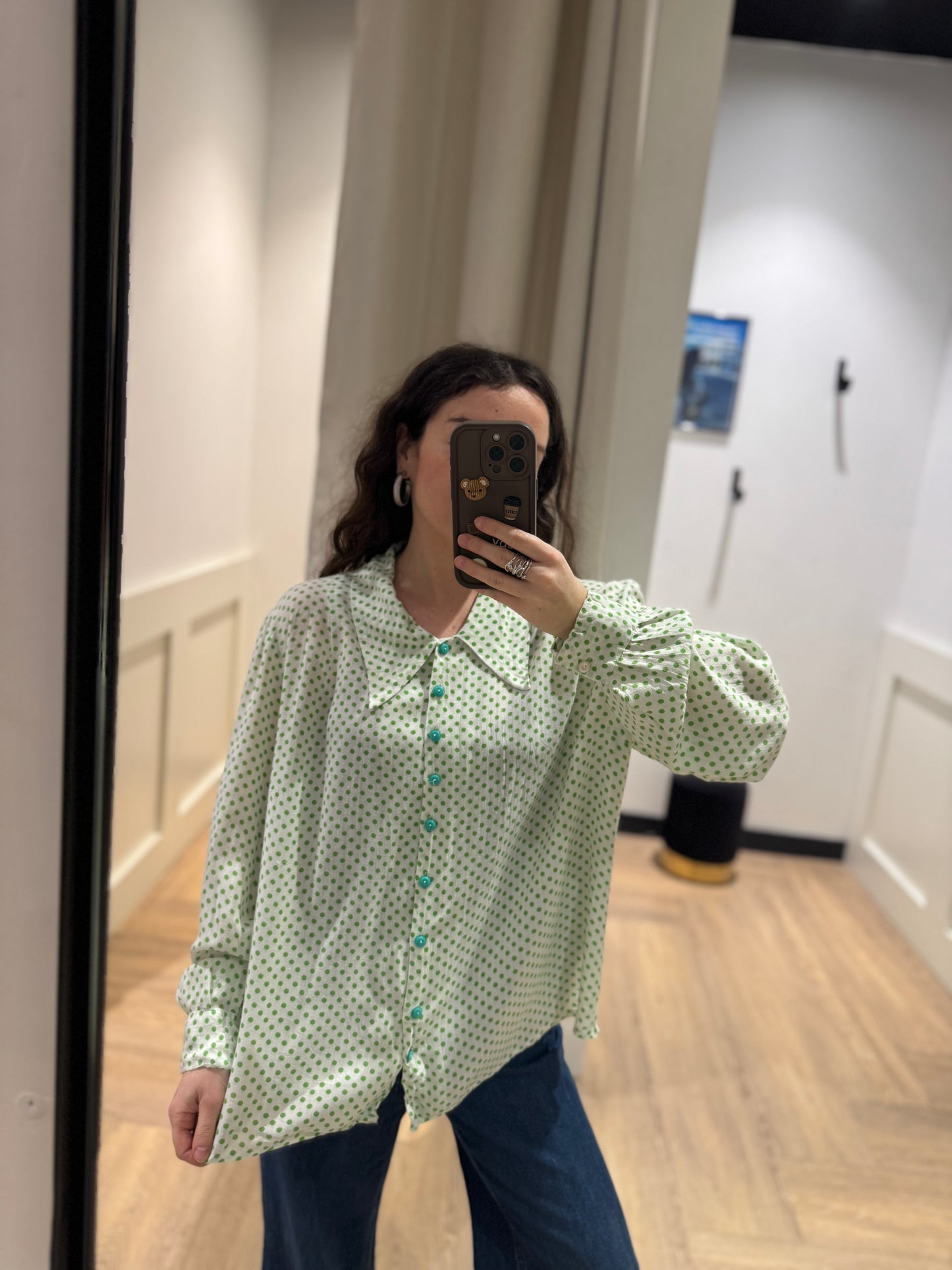 Blouse vintage à pois XL