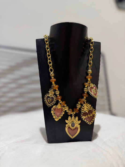 Collier à breloques cœurs