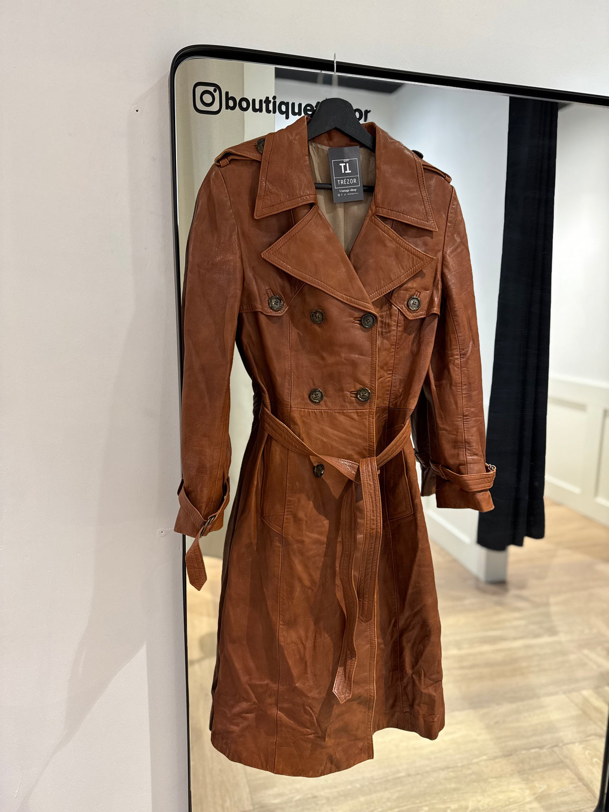 Trench vintage en cuir S