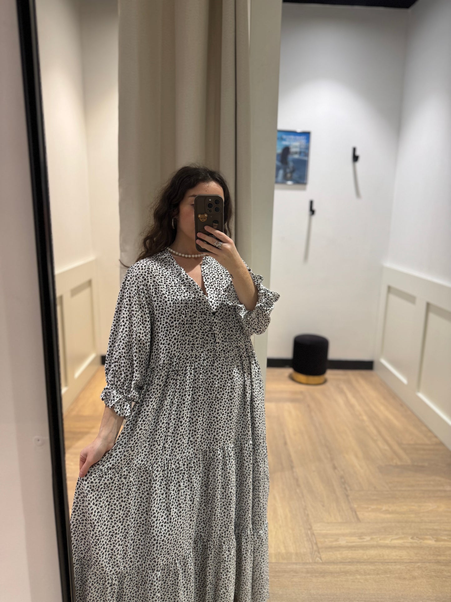 Robe longue à motifs léopard M