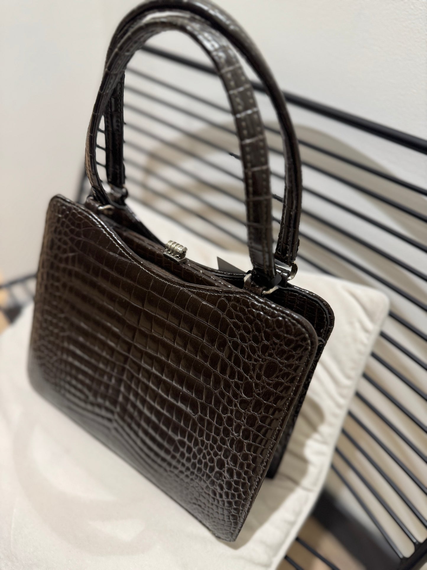 Sac à main vintage marron vernis