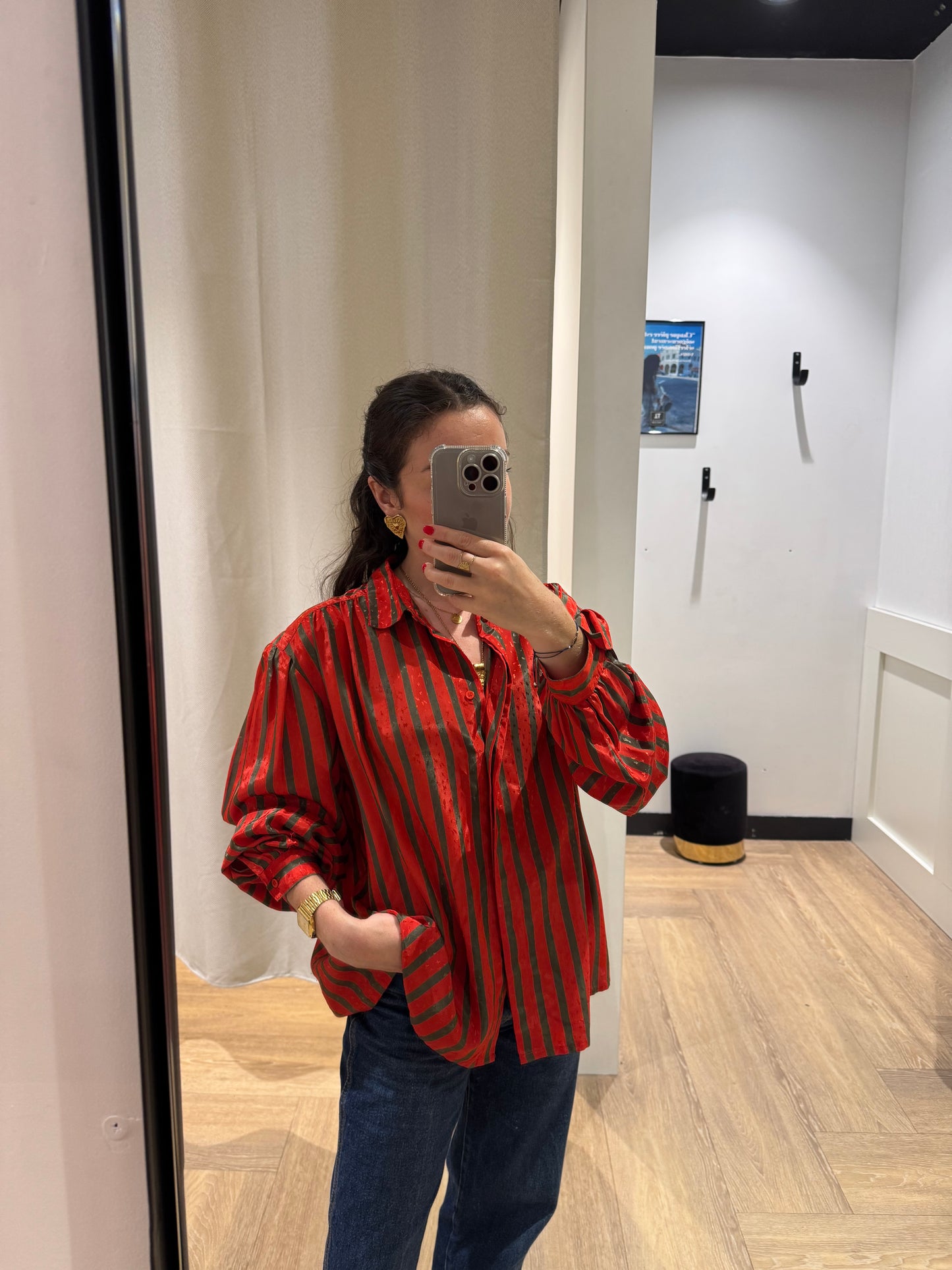 Blouse à rayures vintage XL