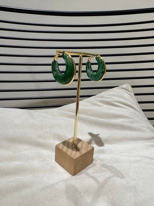 Créoles vertes en acier inoxydable