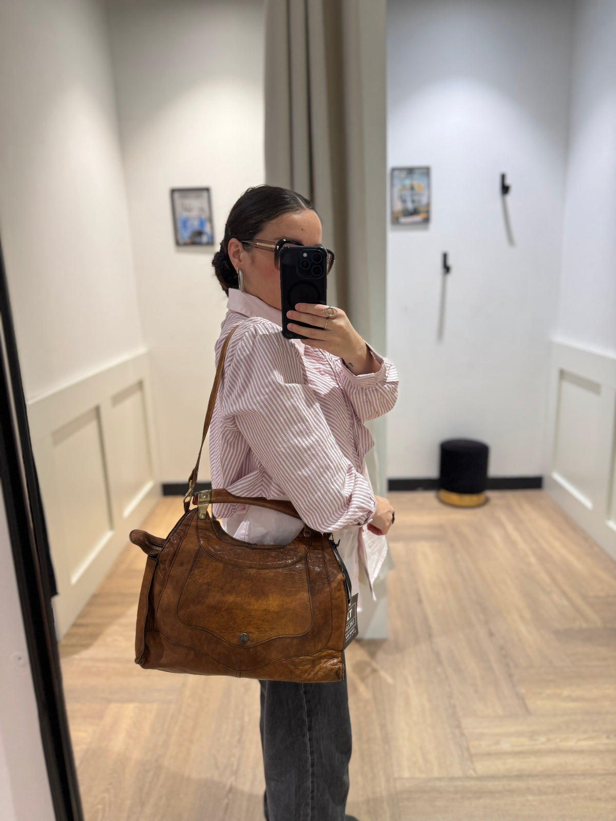 Sac à main vintage en cuir marron
