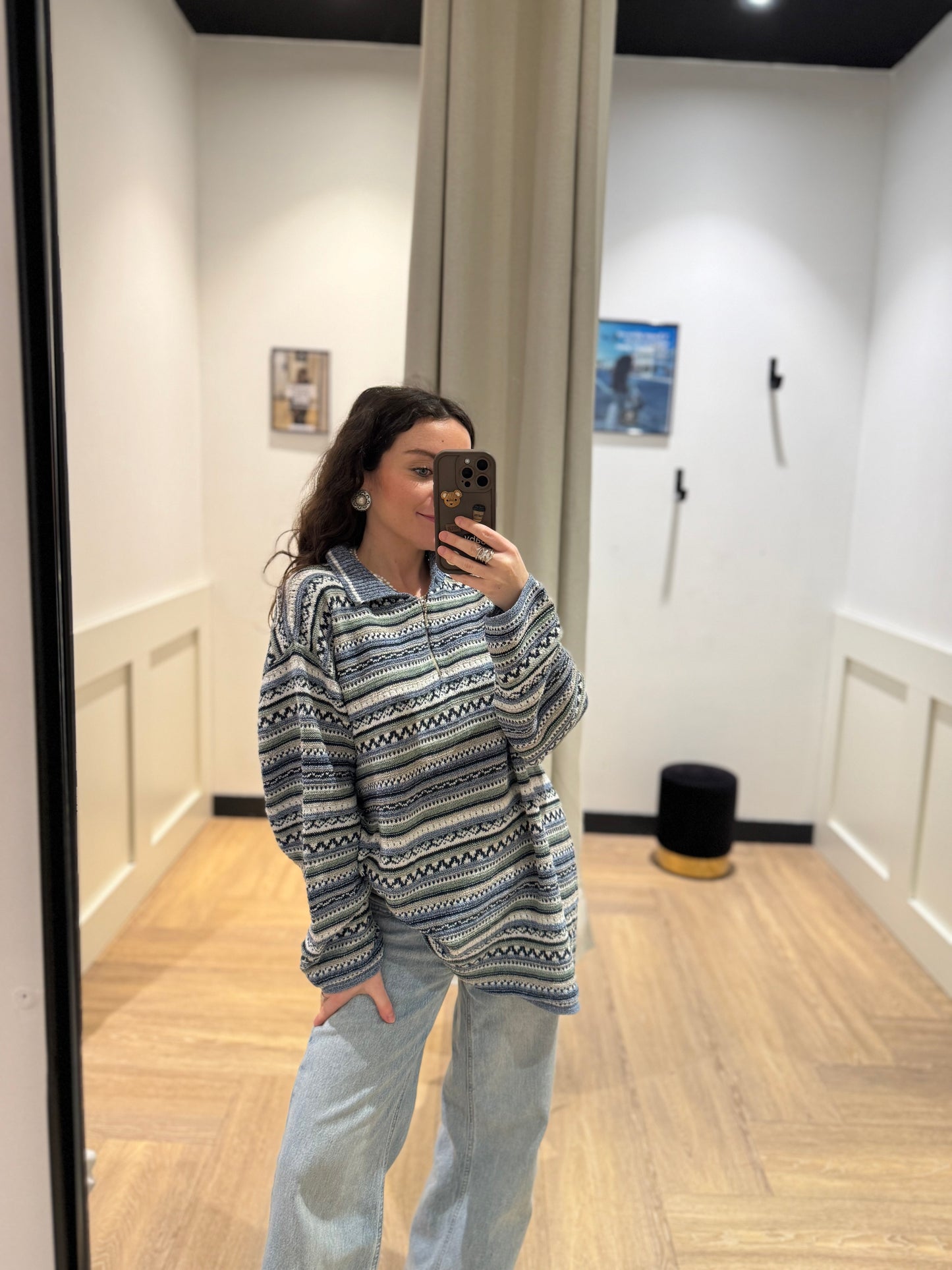 Pull vintage à rayures XL