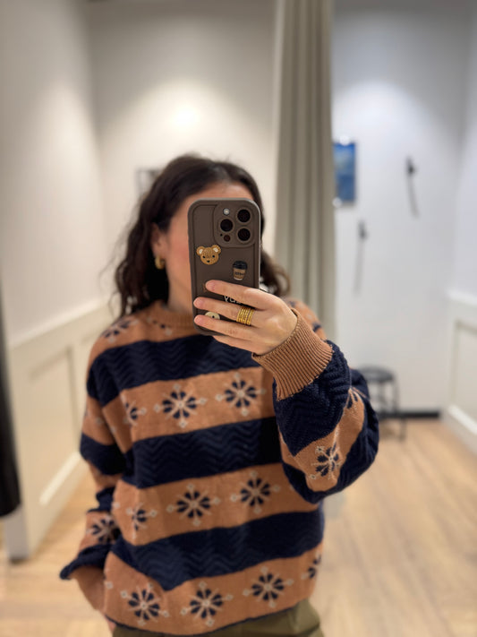 Pull vintage à rayures XXL