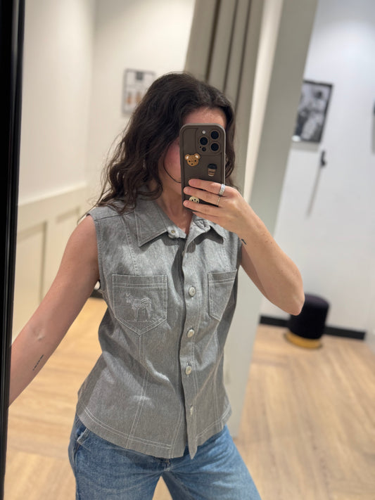 Chemise vintage sans manches S