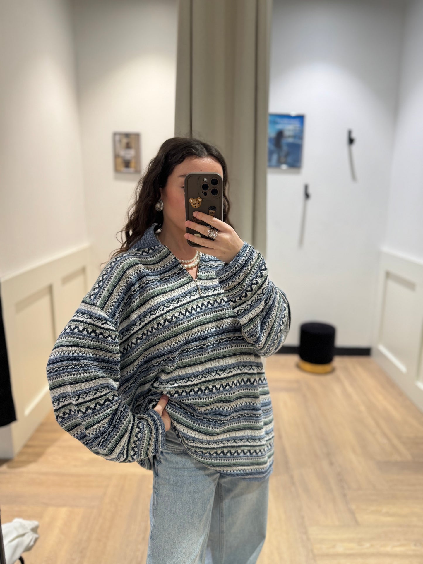 Pull vintage à rayures XL