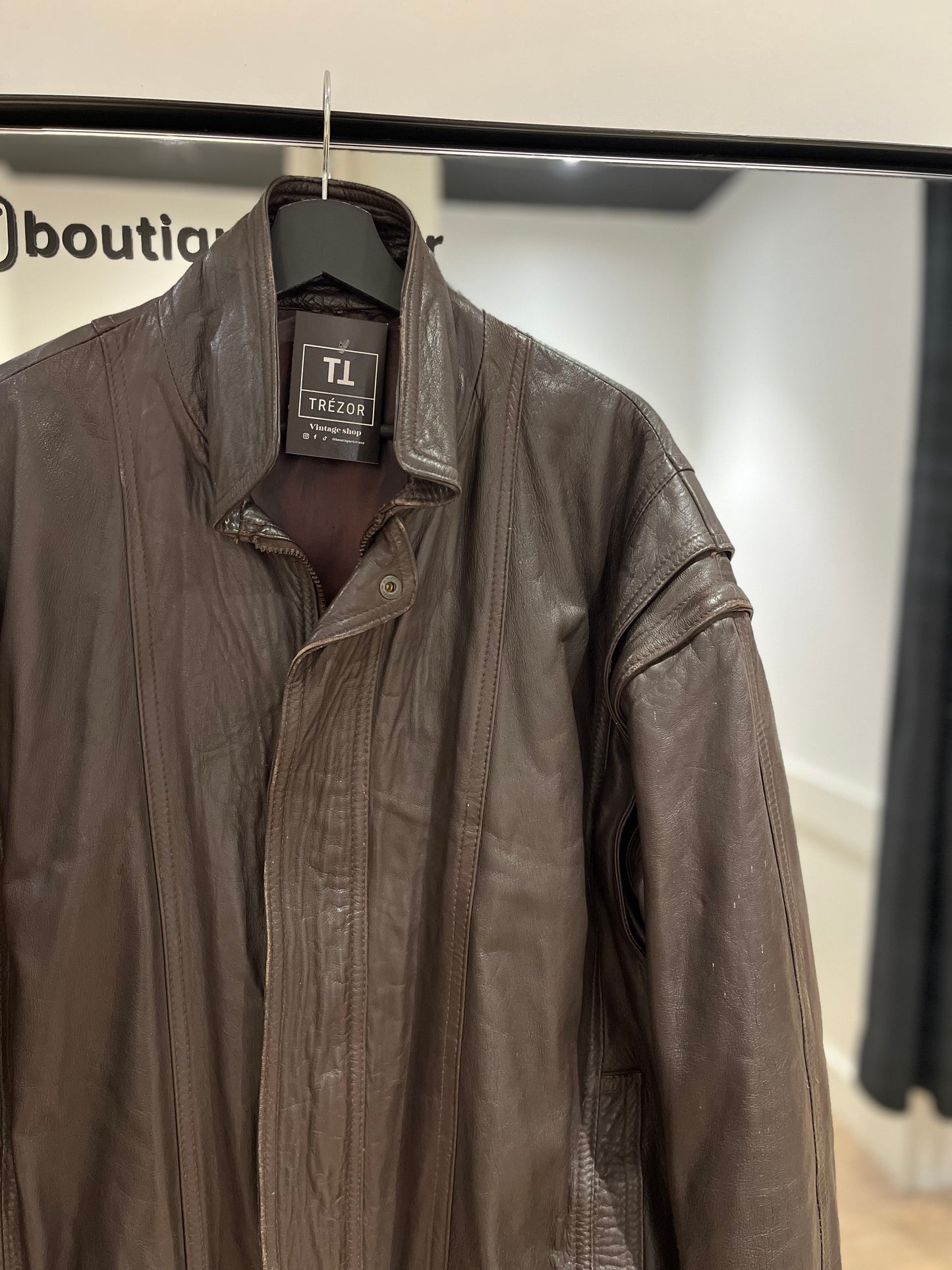 Veste en cuir marron L