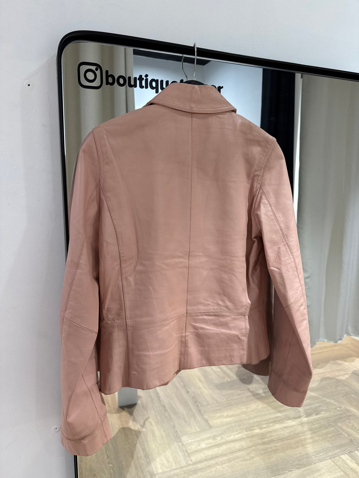 Veste en cuir vintage rose S
