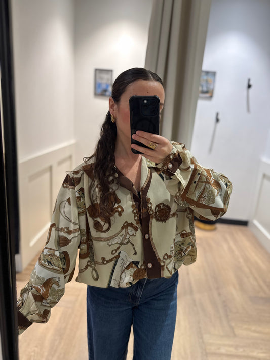 Blouse vintage à motifs XL