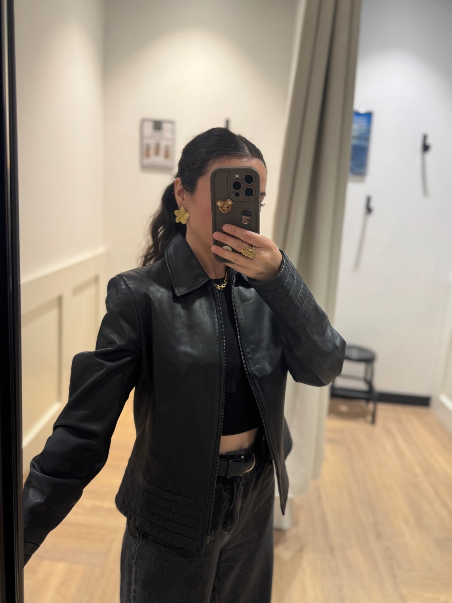 Veste en cuir noir M