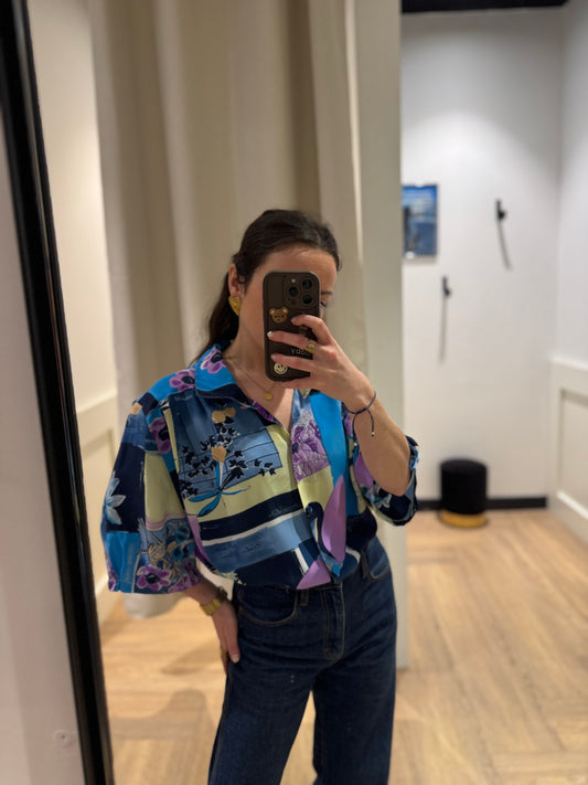 Blouse vintage à motifs XL