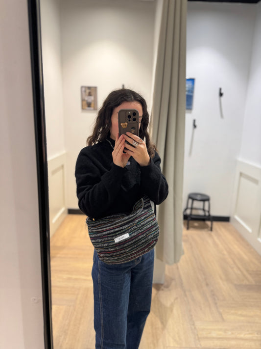 Sac banane grand format en tissu upcycle